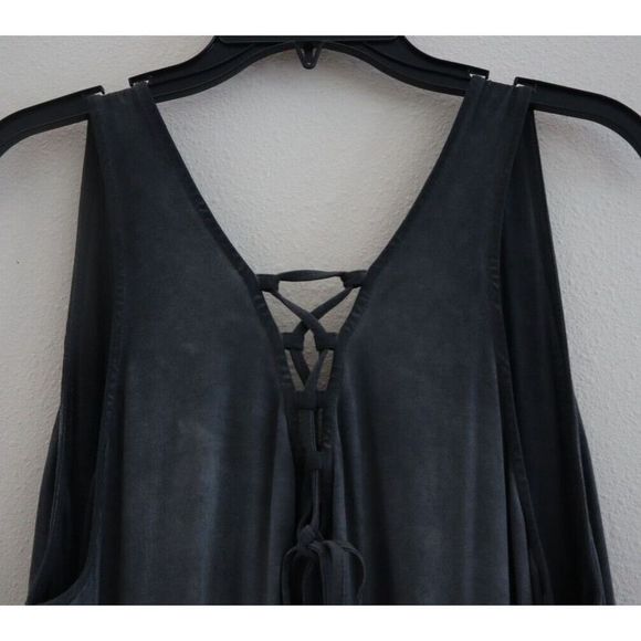 Torrid Women's Plus Sz 2 (2XL 18-20) Nine Iron Gray Lace-Up Babydoll Tank - Picture 7 of 12